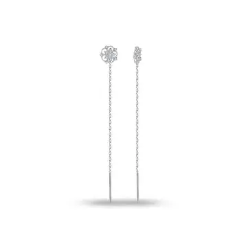Серьги-продевки с фианитами из серебра 925 пробы