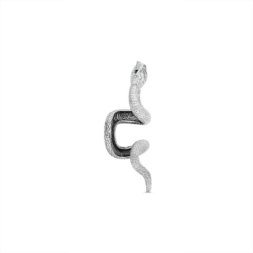 Серьга с фианитами из серебра 925 пробы