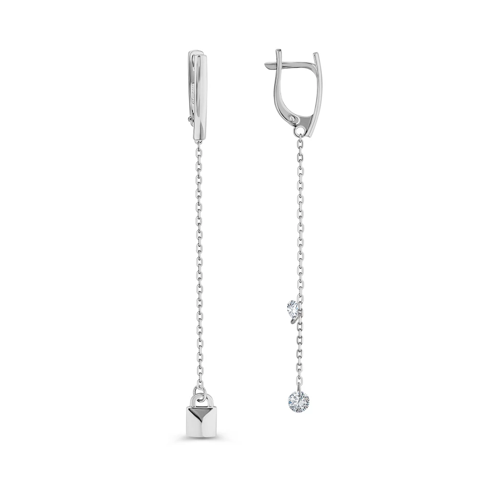 Серьги с фианитами из серебра 925 пробы