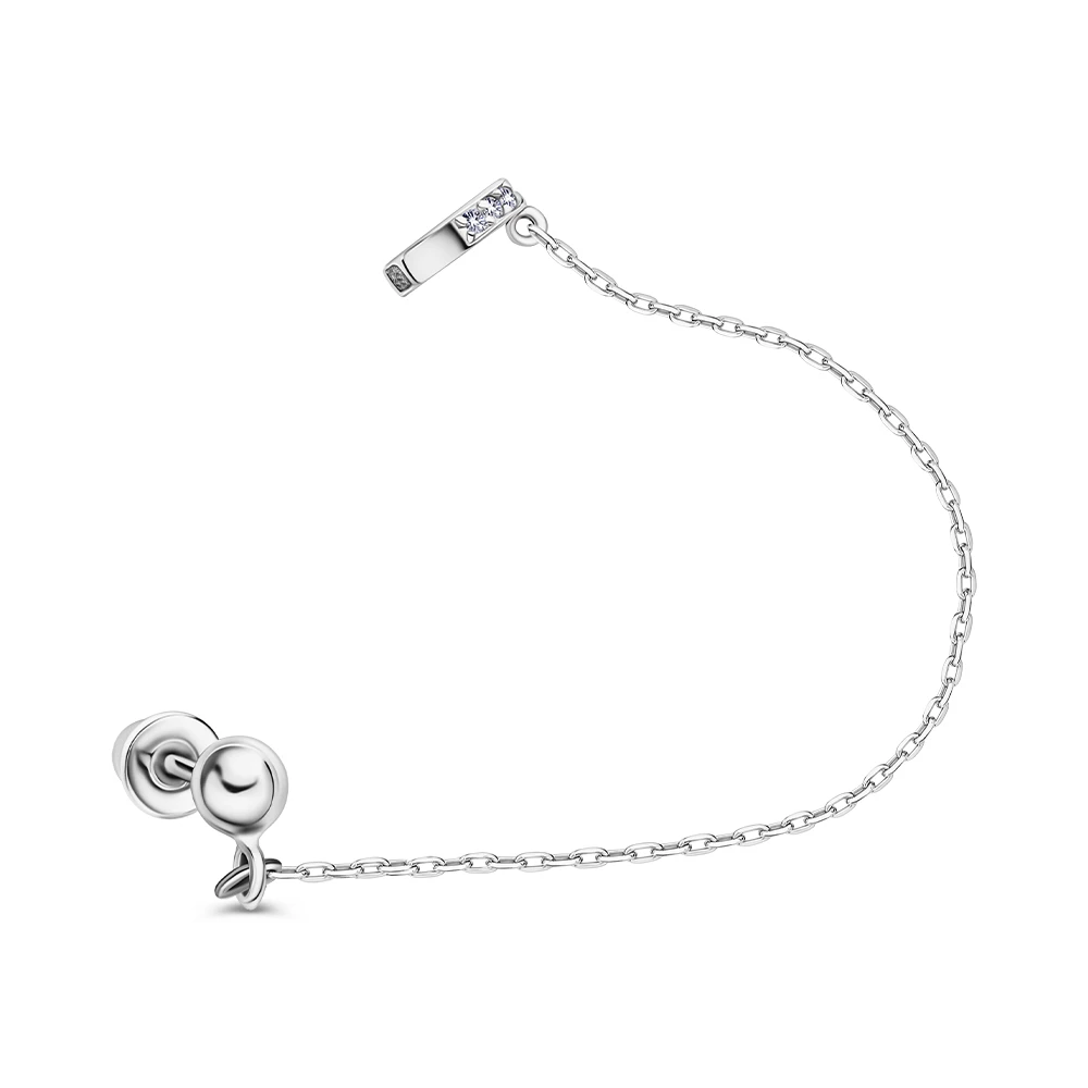 Серьга с фианитами из серебра 925 пробы