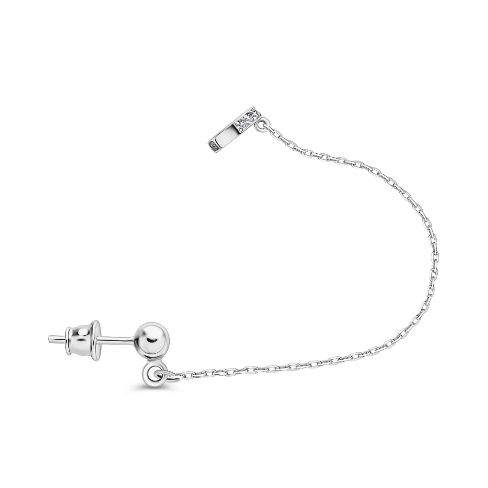 Серьга с фианитами из серебра 925 пробы