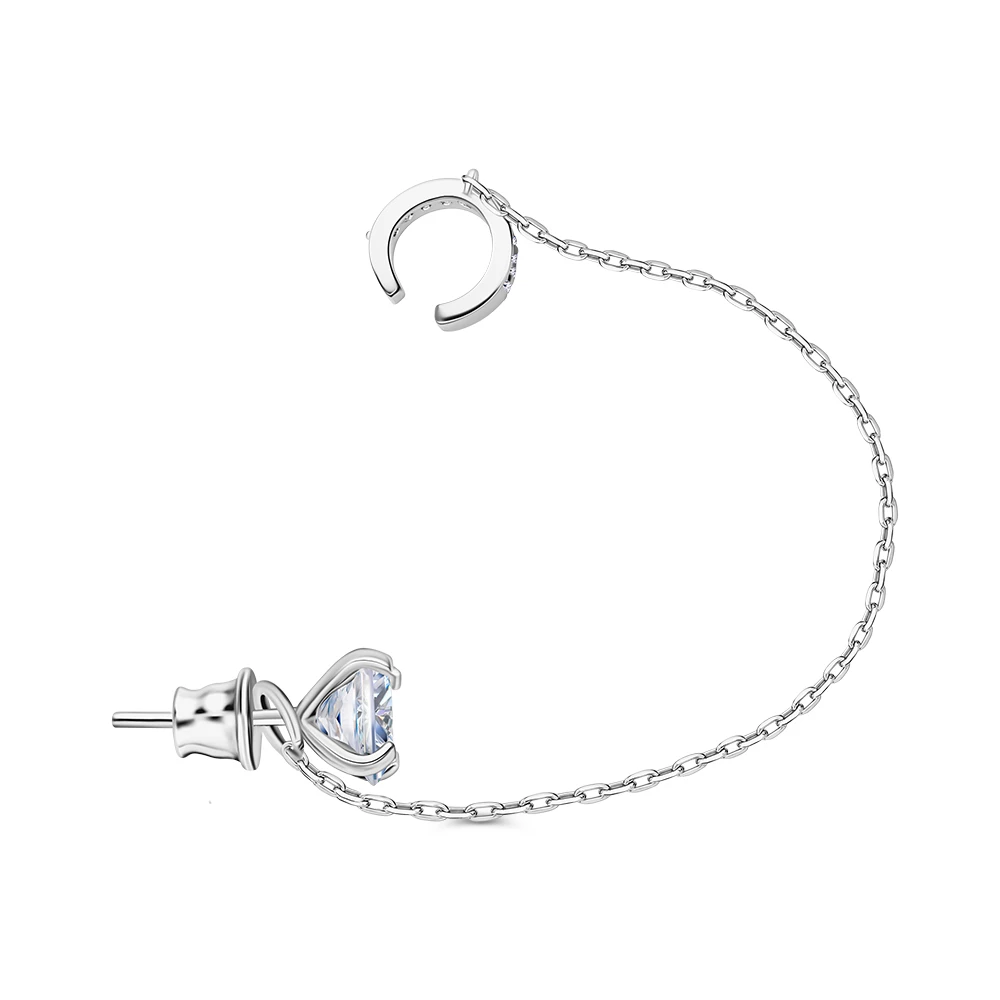 Серьга с фианитами из серебра 925 пробы
