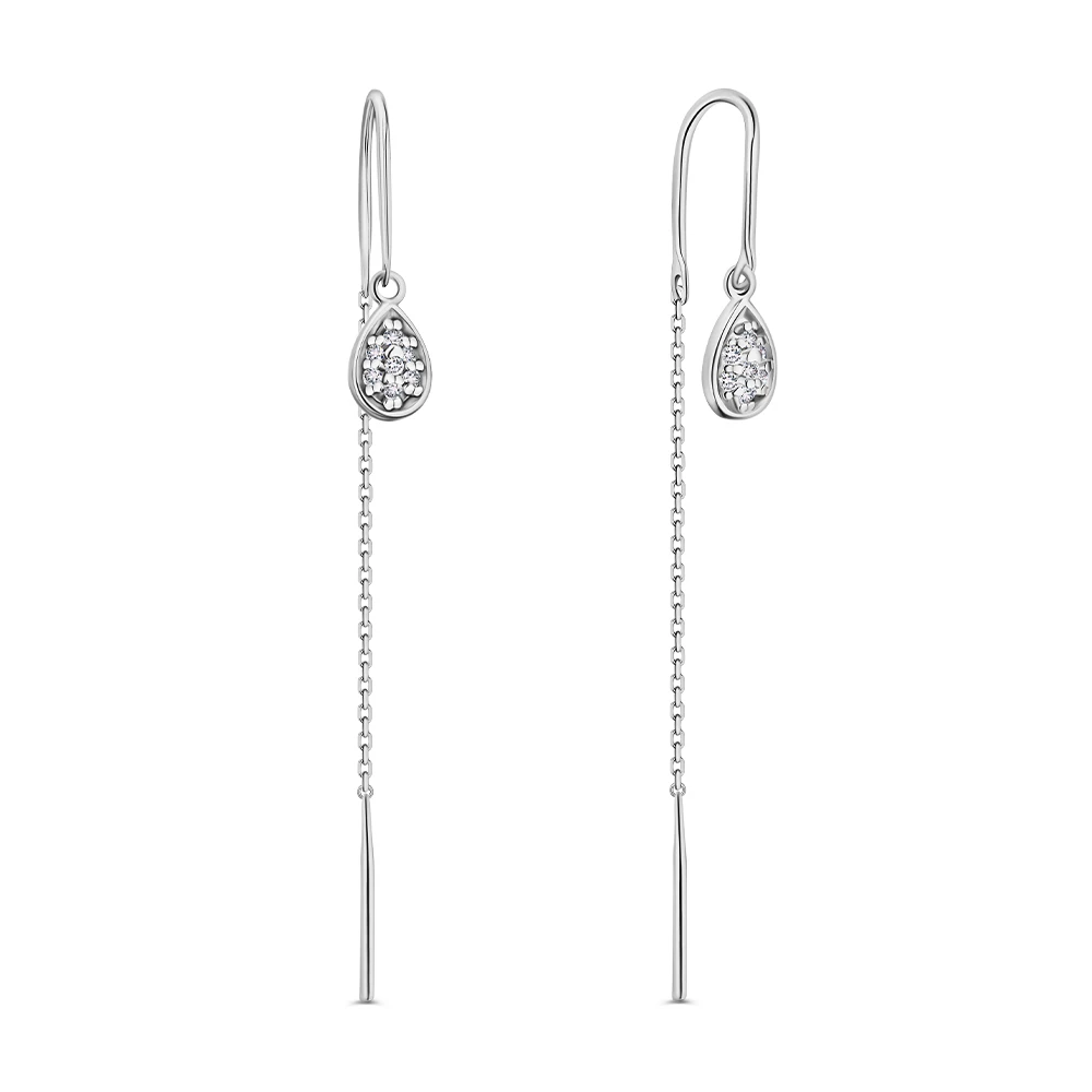 Серьги с фианитами из серебра 925 пробы