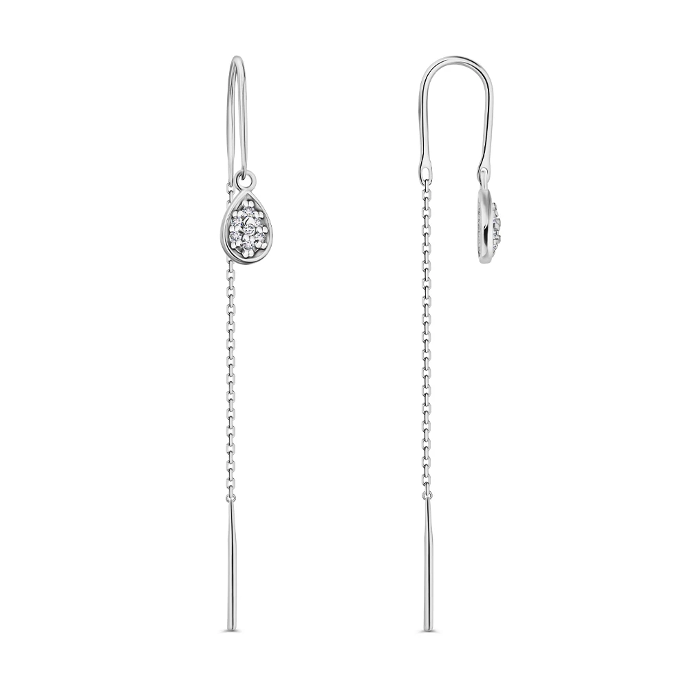 Серьги с фианитами из серебра 925 пробы