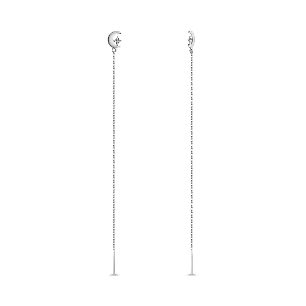 Серьги с фианитами из серебра 925 пробы