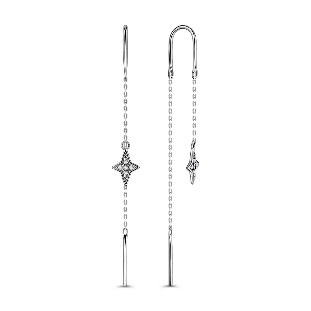Серьги с фианитами из серебра 925 пробы