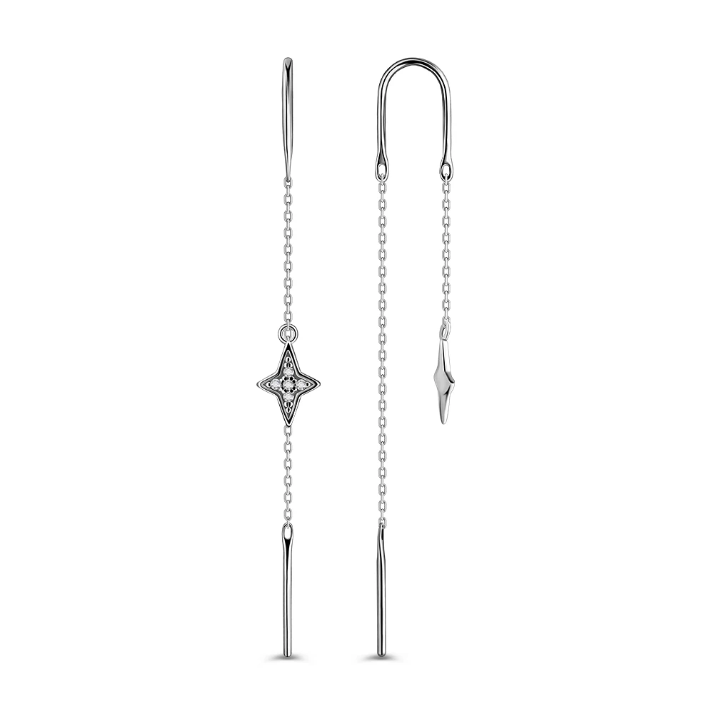 Серьги с фианитами из серебра 925 пробы