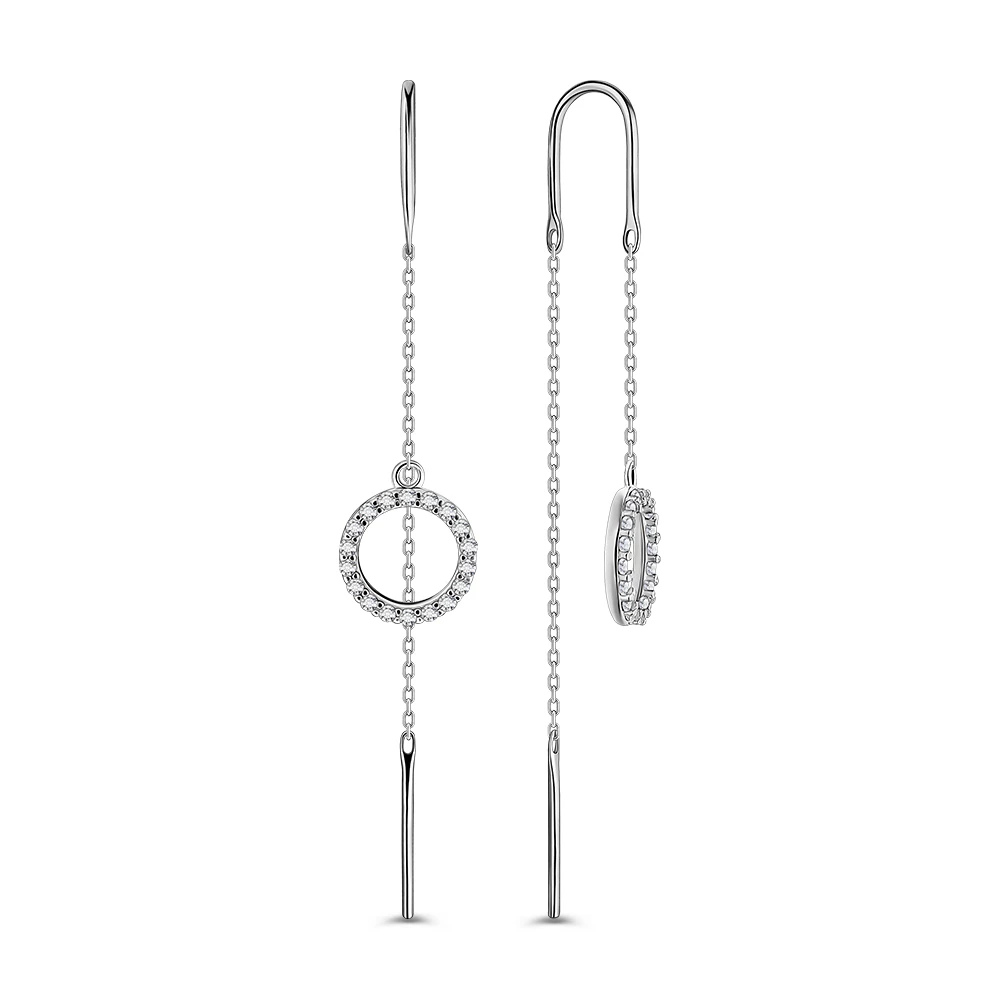 Серьги с фианитами из серебра 925 пробы