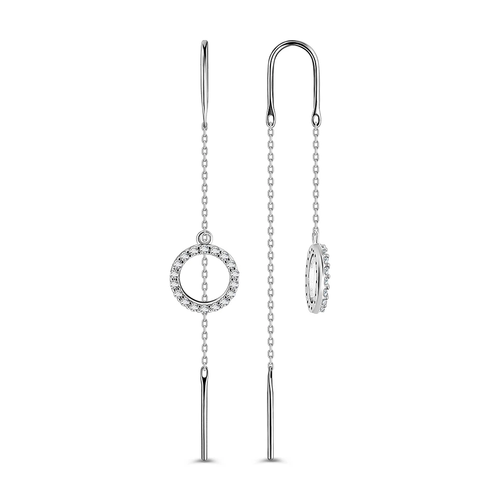 Серьги с фианитами из серебра 925 пробы