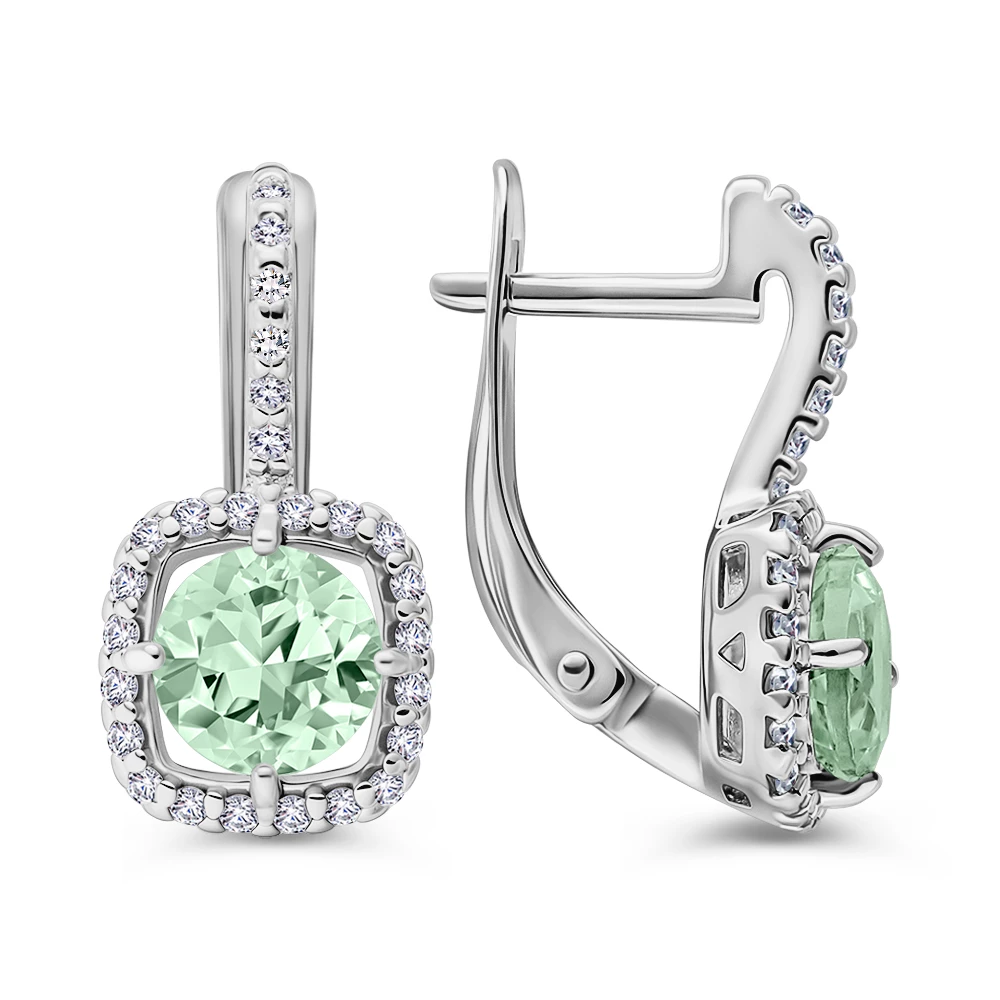 Серьги с аметистами из серебра 925 пробы