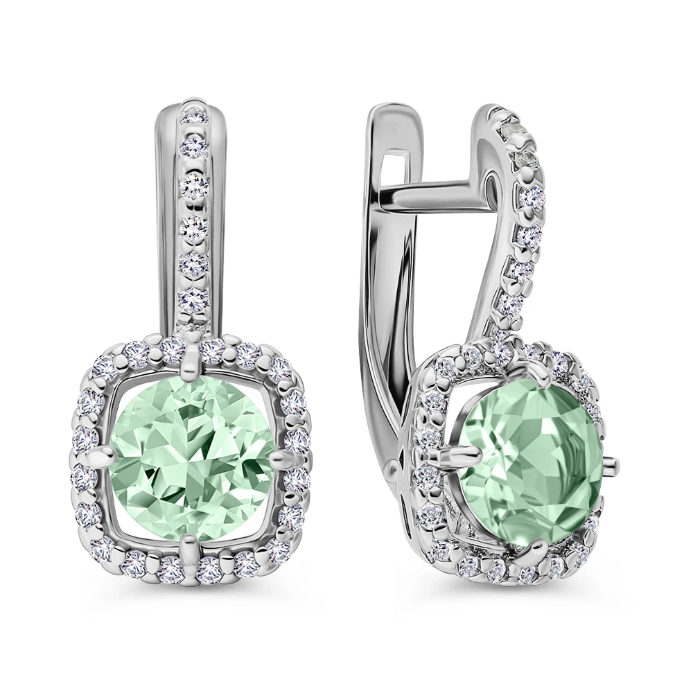 Серьги с аметистами из серебра 925 пробы