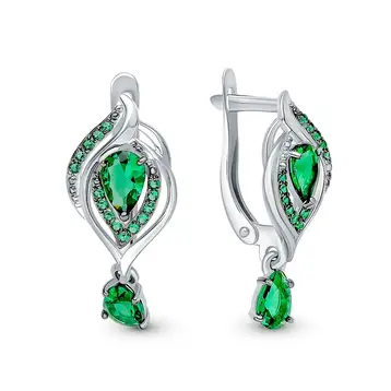 Серьги с фианитами из серебра 925 пробы