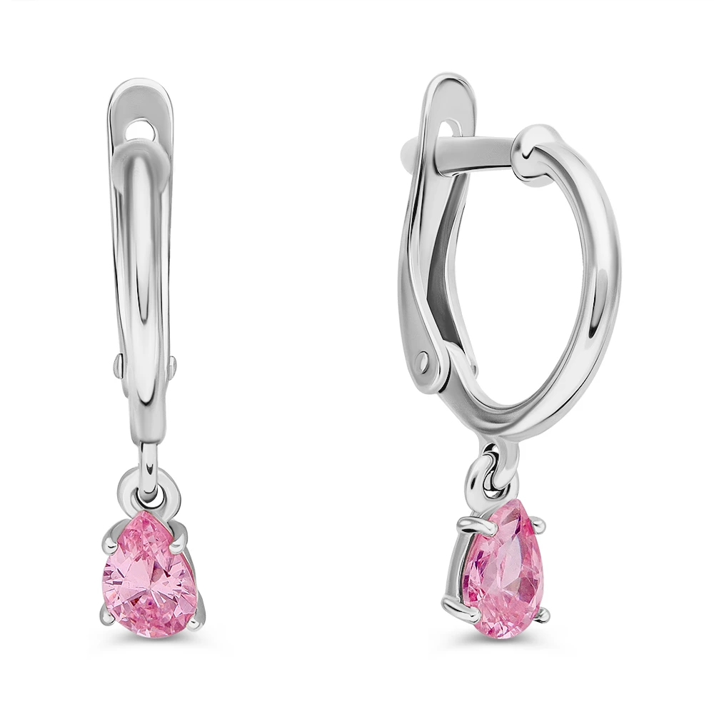 Серьги с фианитами из серебра 925 пробы