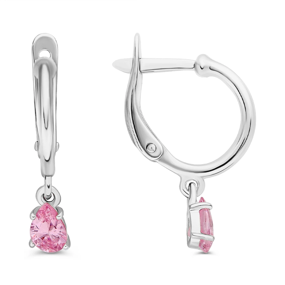 Серьги с фианитами из серебра 925 пробы