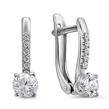 Серьги с фианитами из серебра 925 пробы