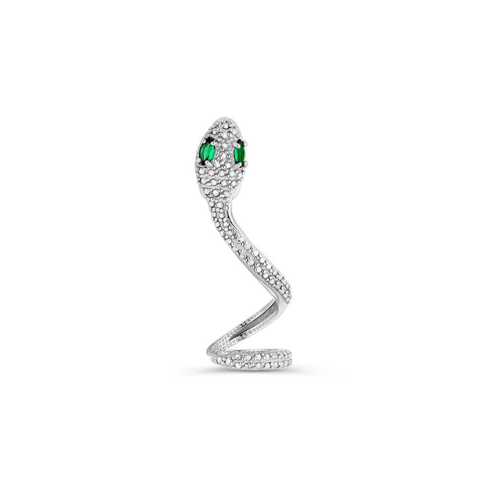 Серьга с фианитами из серебра 925 пробы