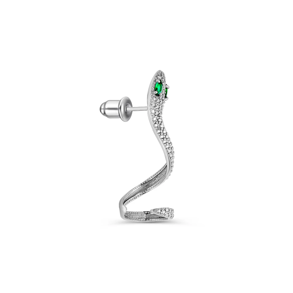 Серьга с фианитами из серебра 925 пробы