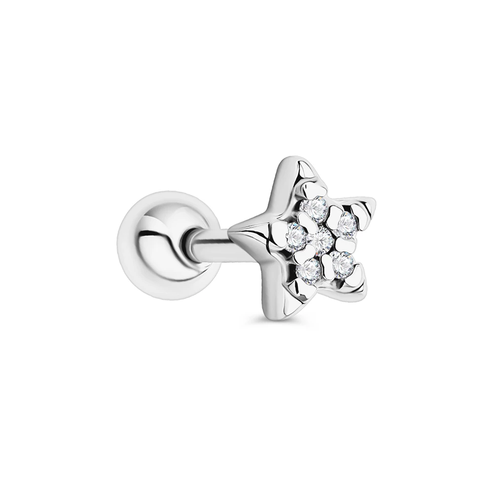 Серьга с фианитами из серебра 925 пробы
