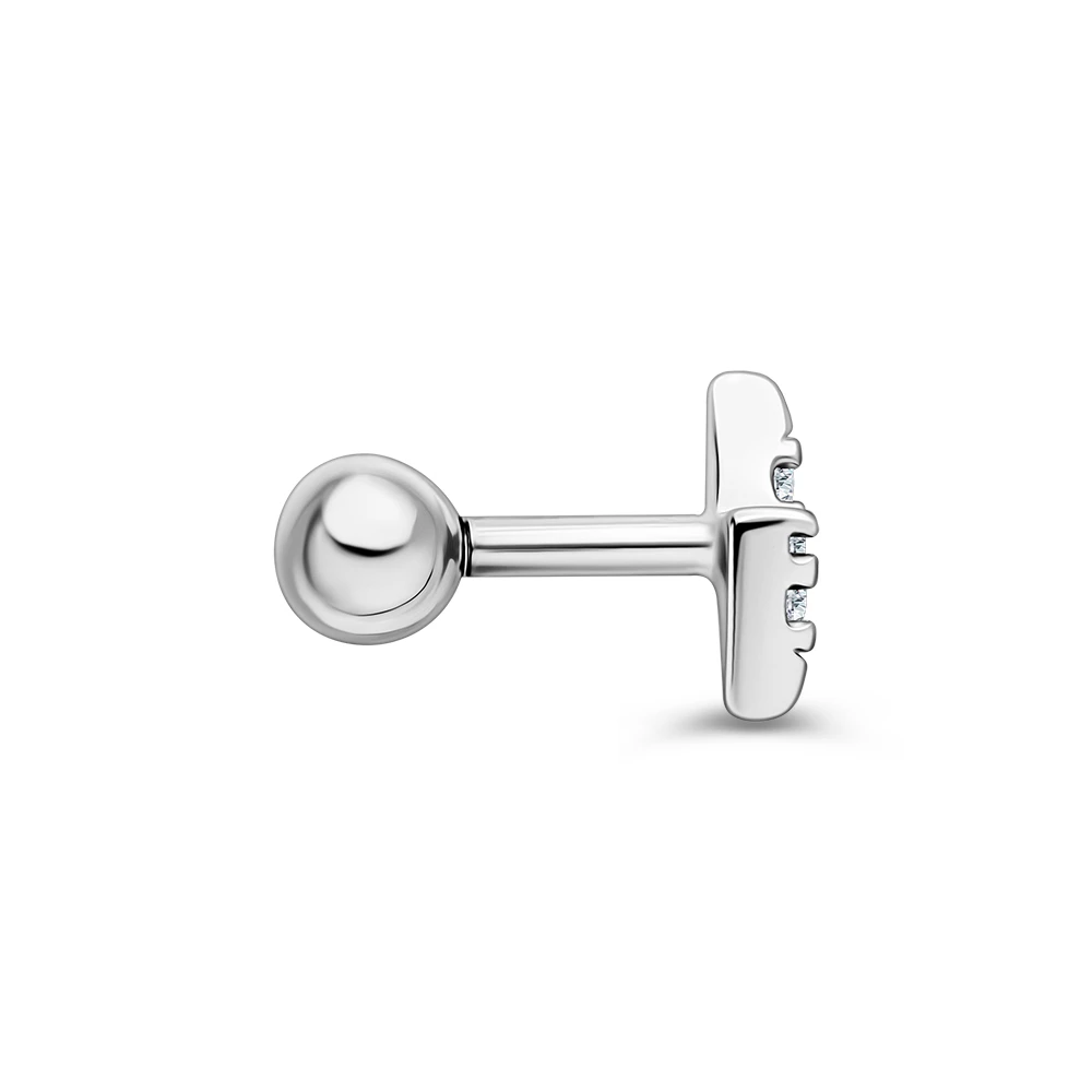 Серьга с фианитами из серебра 925 пробы