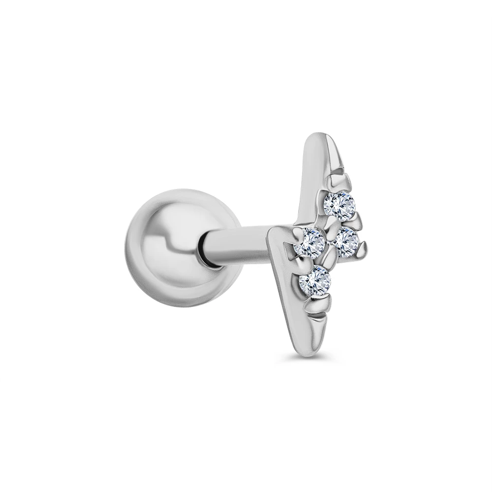 Серьга с фианитами из серебра 925 пробы