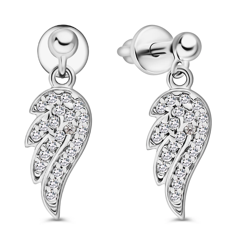 Серьги с фианитами из серебра 925 пробы
