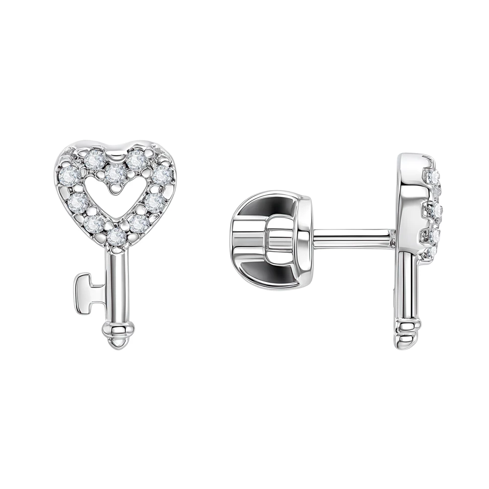 Серьги с фианитами из серебра 925 пробы