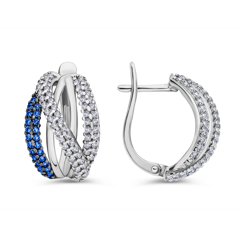 Серьги с фианитами из серебра 925 пробы