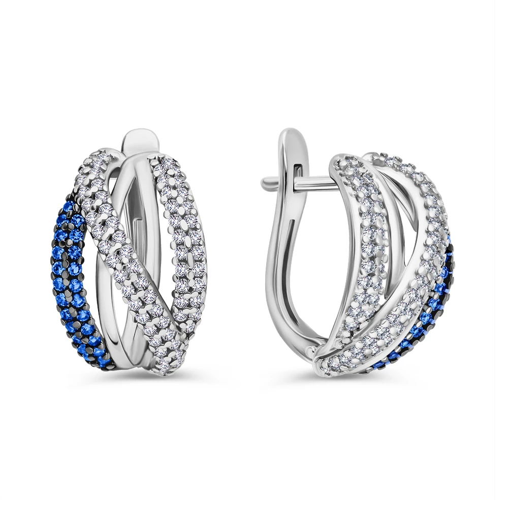 Серьги с фианитами из серебра 925 пробы