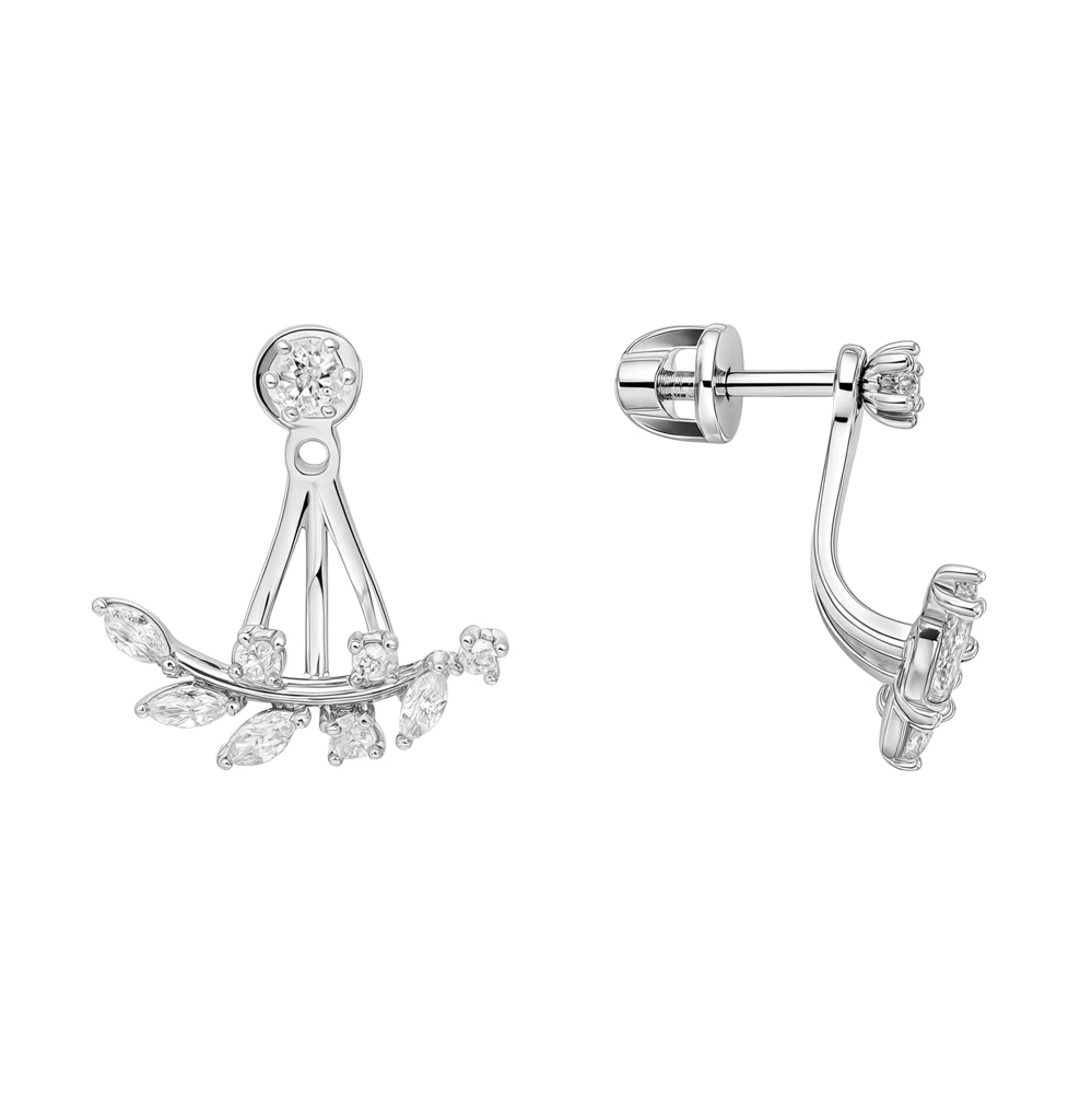 Серьги с фианитами из серебра 925 пробы