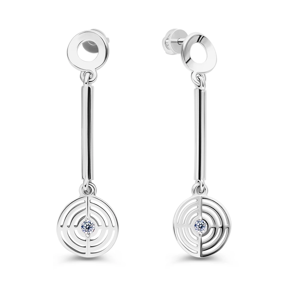 Серьги с фианитами из серебра 925 пробы