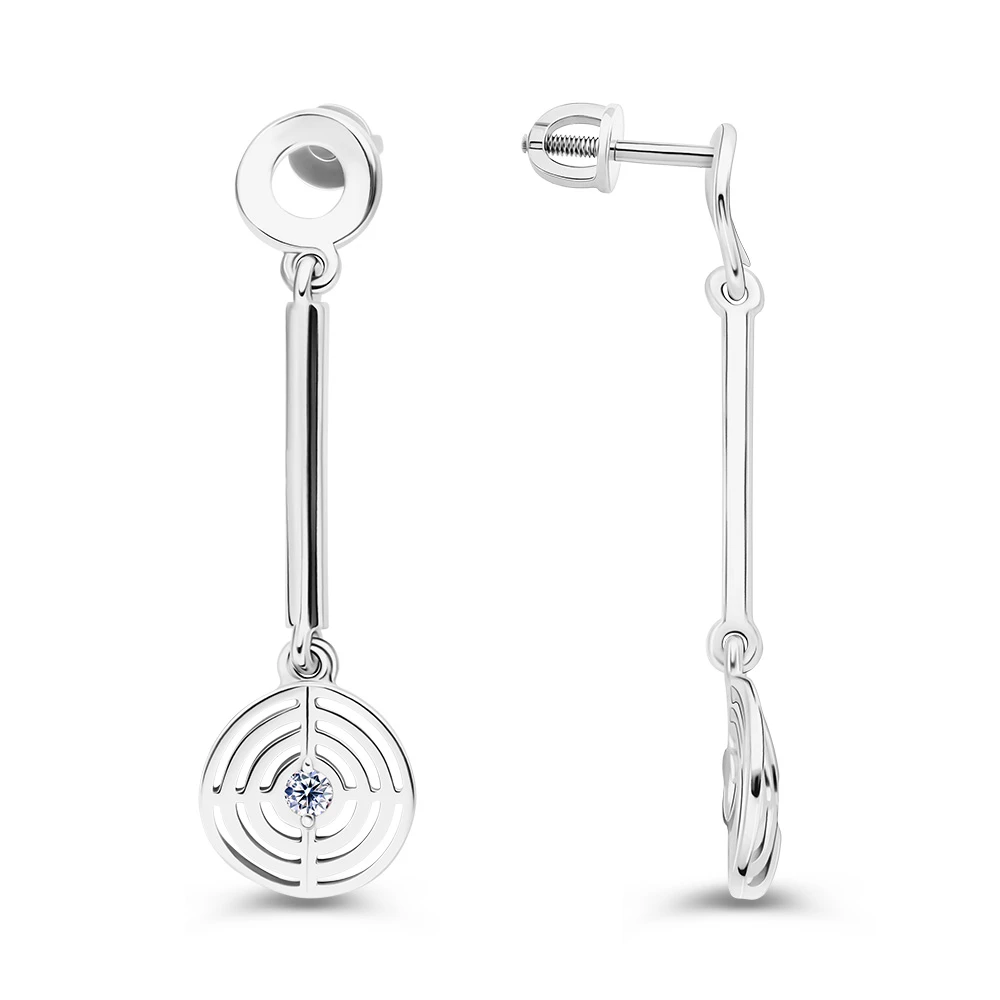 Серьги с фианитами из серебра 925 пробы