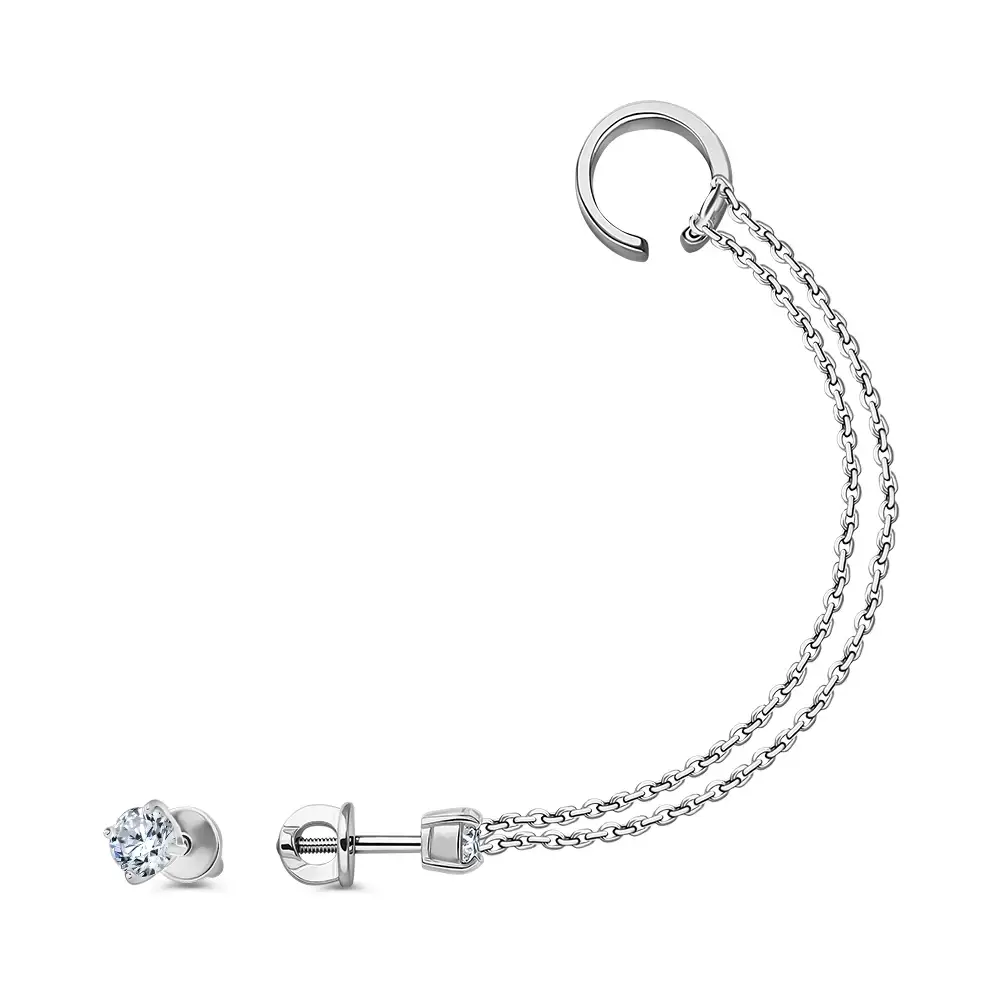 Серьги конго с фианитами из серебра 925 пробы 2