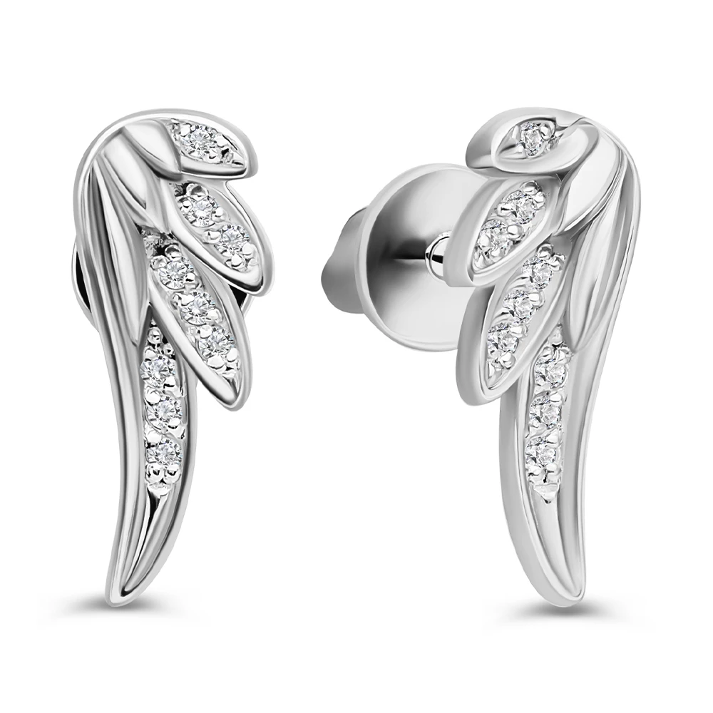 Серьги с фианитами из серебра 925 пробы