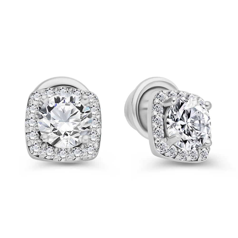 Серьги с фианитами из серебра 925 пробы