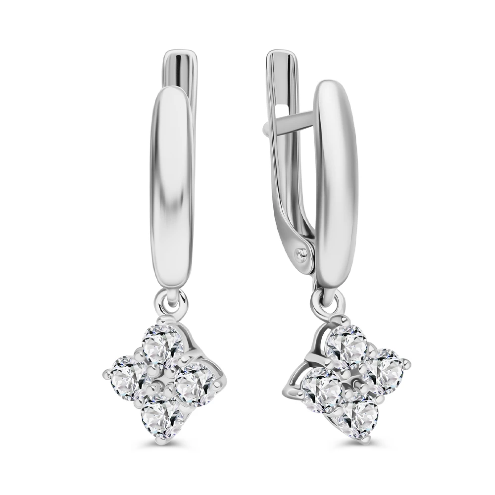 Серьги с фианитами из серебра 925 пробы