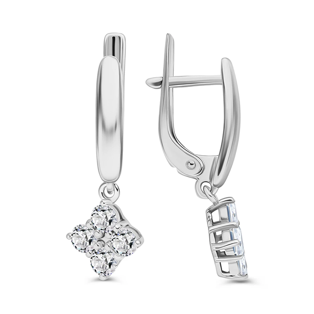 Серьги с фианитами из серебра 925 пробы