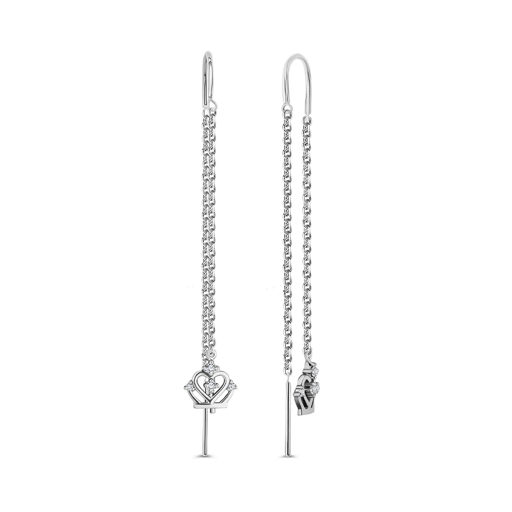 Серьги с фианитами из серебра 925 пробы