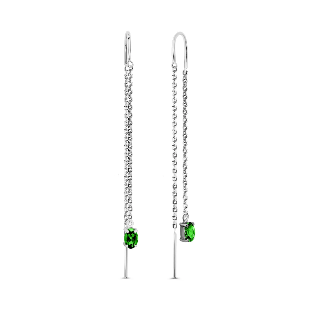 Серьги с фианитами из серебра 925 пробы