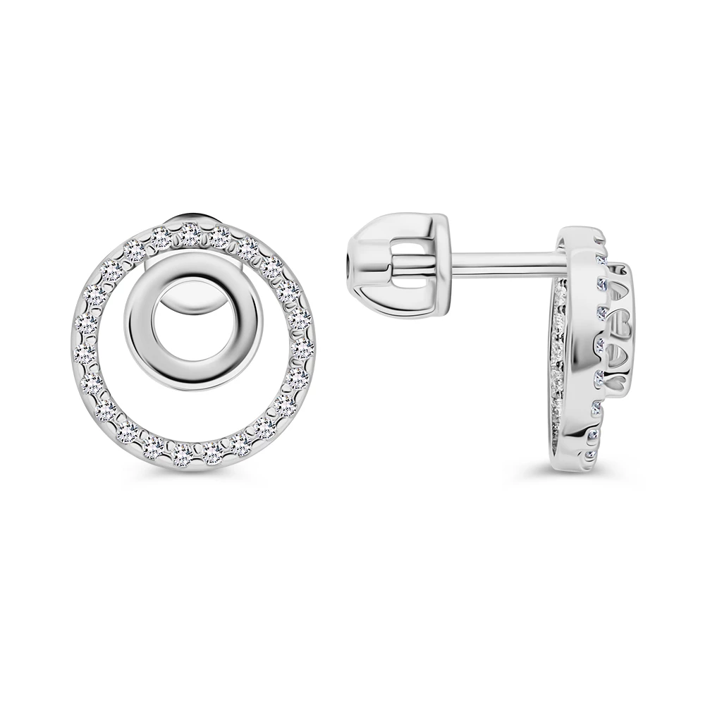 Серьги с фианитами из серебра 925 пробы
