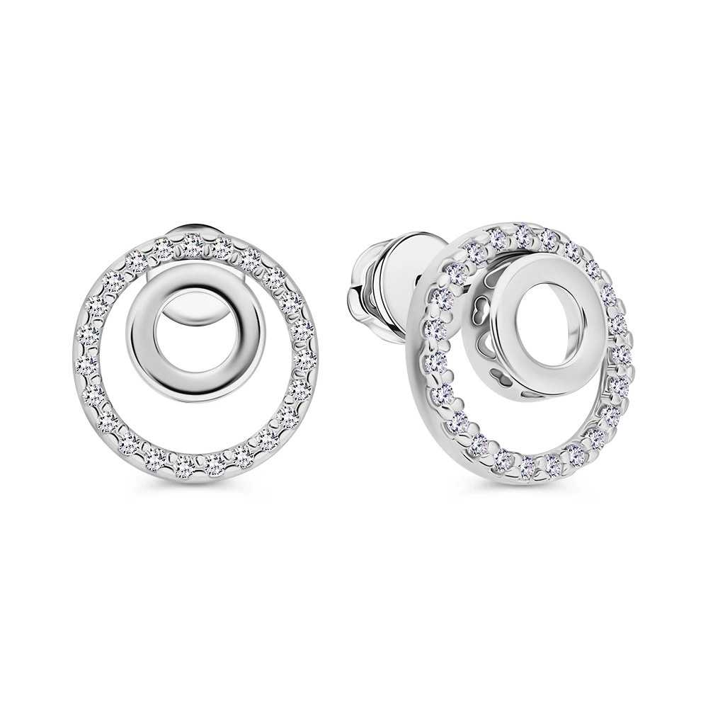 Серьги с фианитами из серебра 925 пробы