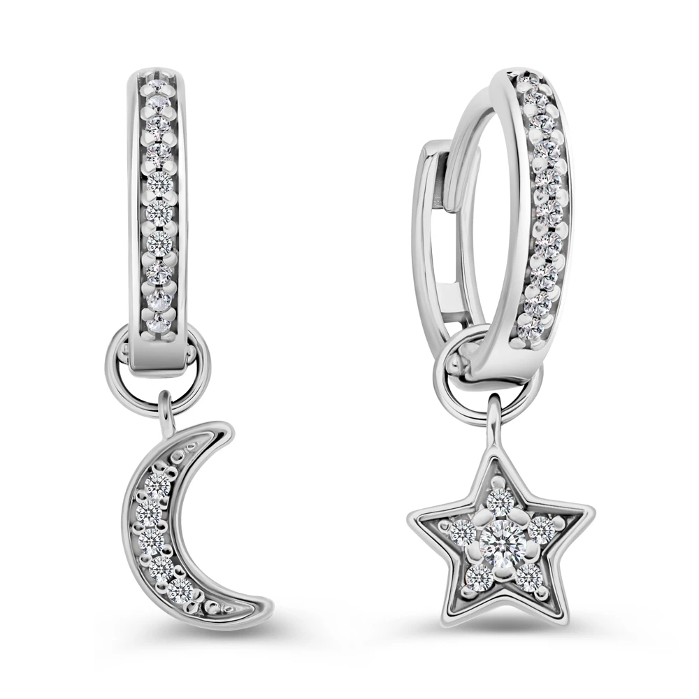 Серьги с фианитами из серебра 925 пробы