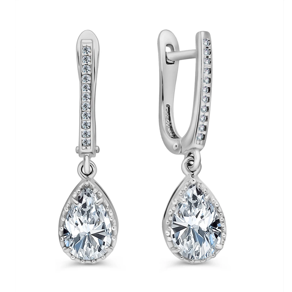 Серьги с фианитами из серебра 925 пробы