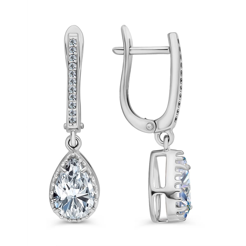 Серьги с фианитами из серебра 925 пробы