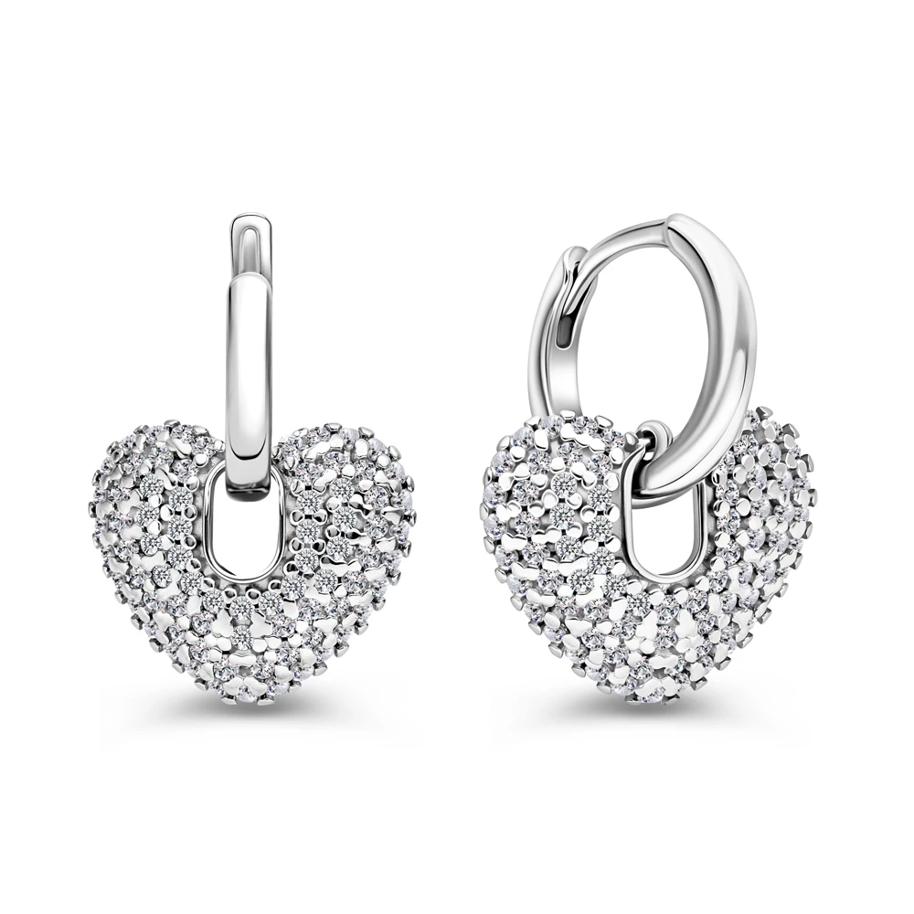 Серьги с фианитами из серебра 925 пробы