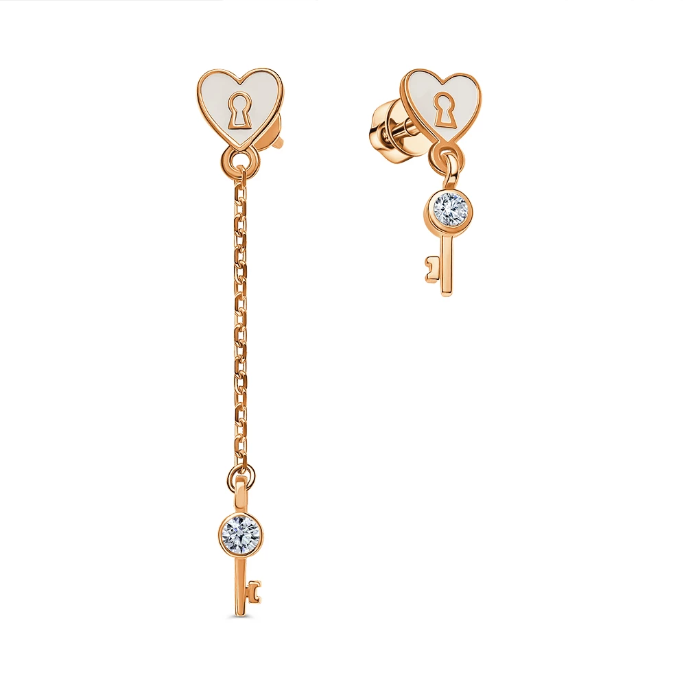 Серьги с фианитом из серебра 925 пробы