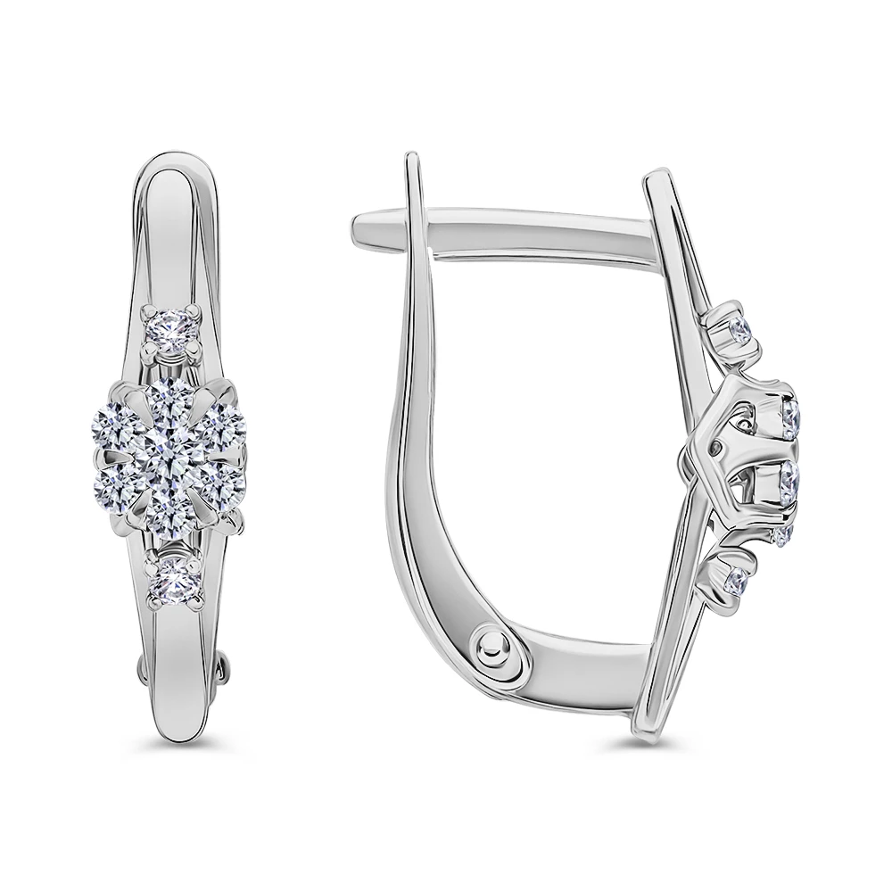 Серьги с фианитами из серебра 925 пробы