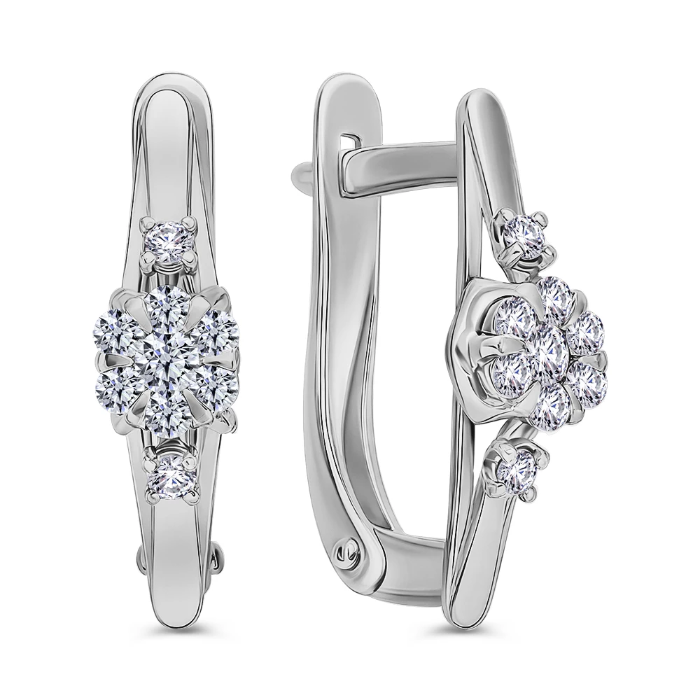 Серьги с фианитами из серебра 925 пробы