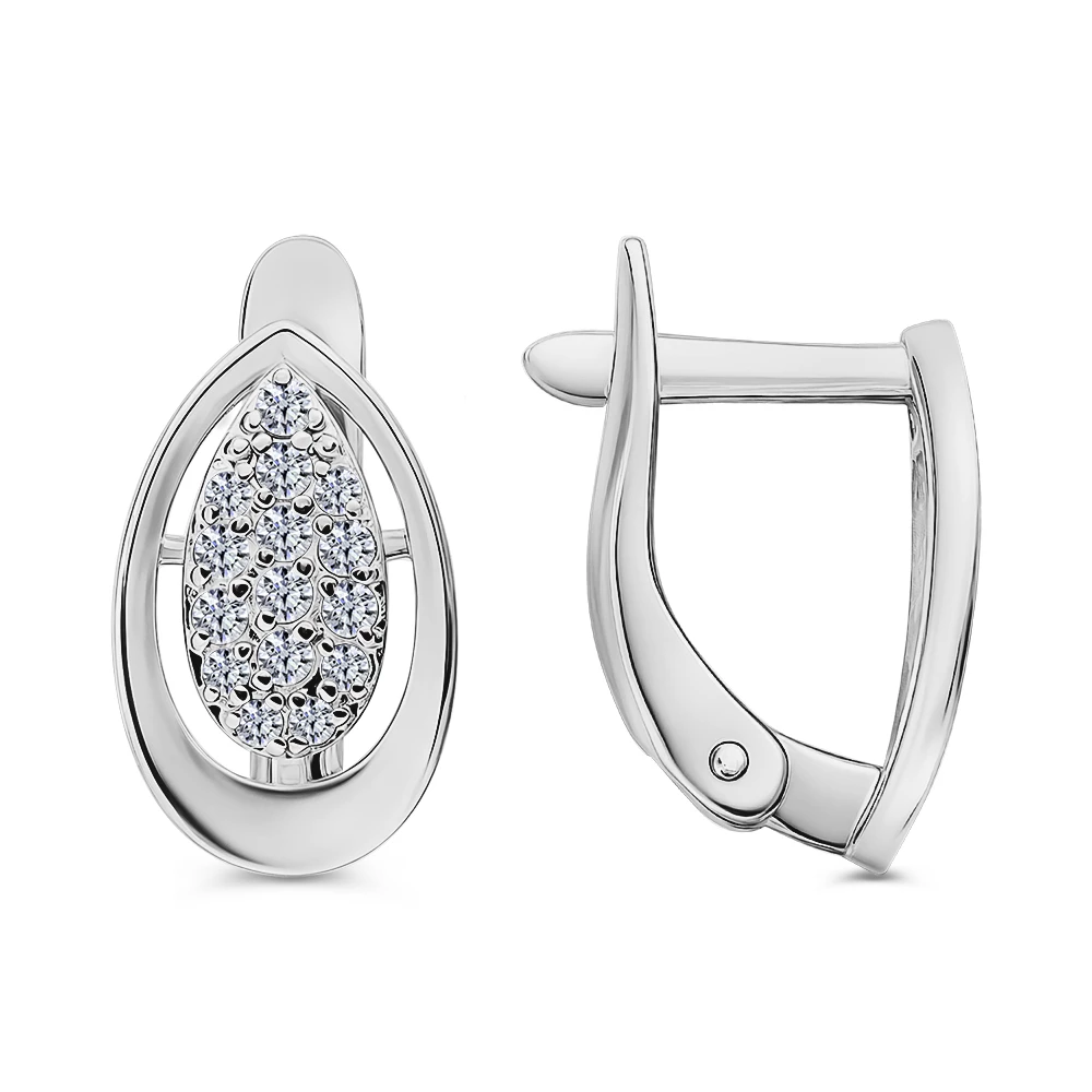 Серьги с фианитами из серебра 925 пробы