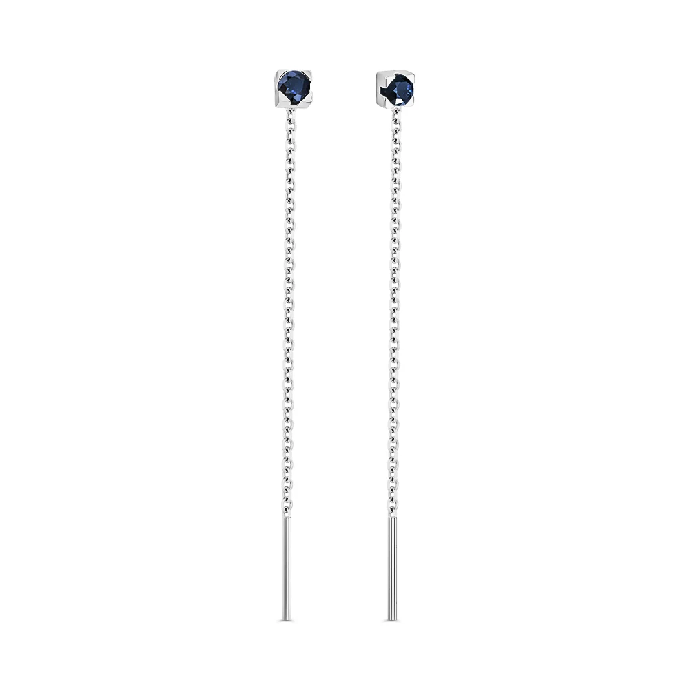 Серьги с фианитами из серебра 925 пробы