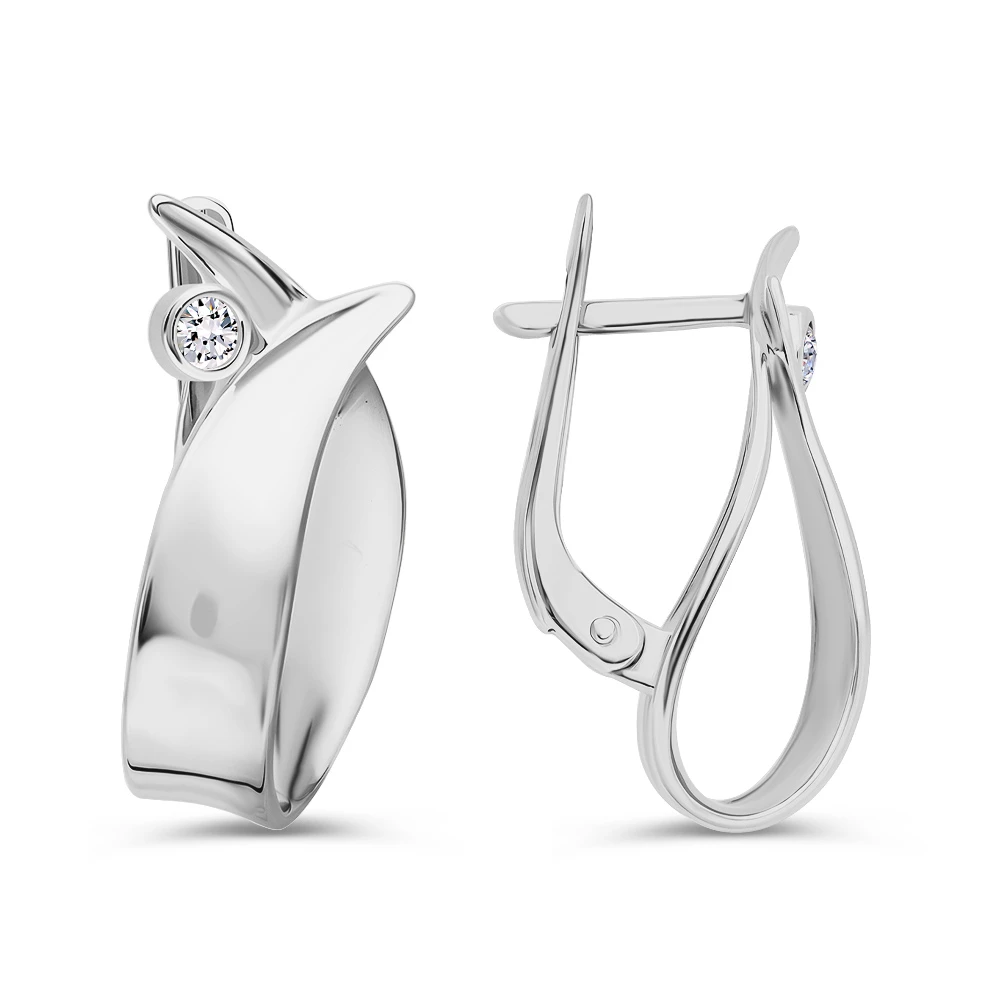 Серьги с фианитами из серебра 925 пробы